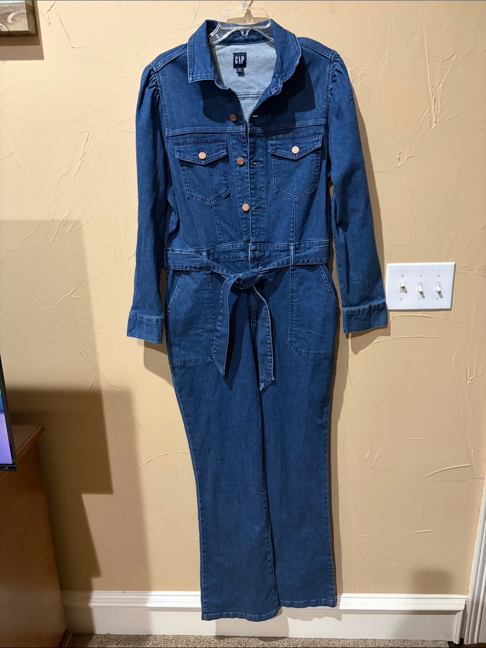 NWT GAP Women's Indigo Denim Jumpsuit with Self-Tie Waist